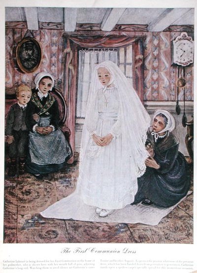 Den første nattverdskjole, ca. 1930 (farge litho) av English School