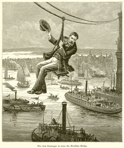 Den første passasjeren som krysser Brooklyn Bridge av English School