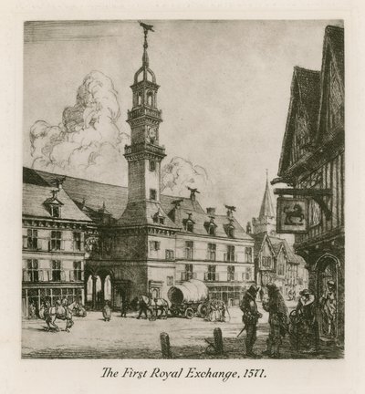 Die Erste Königliche Börse, London, 1571 von English School