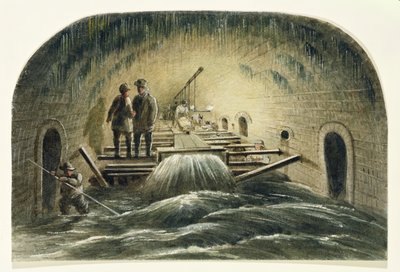 The Fleet Sewer, ca. 1840 (wc på papir) av English School