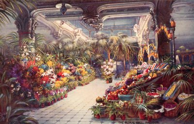 Blomsterhallen, Harrods (fargelitografi) av English School