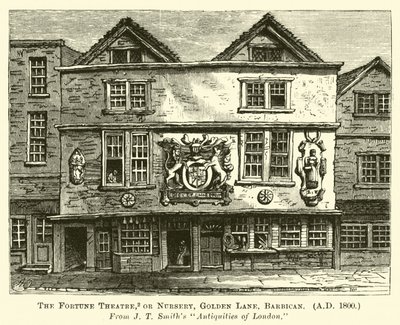 Fortune Theatre, eller Nursery, Golden Lane, Barbican, AD 1800 av English School