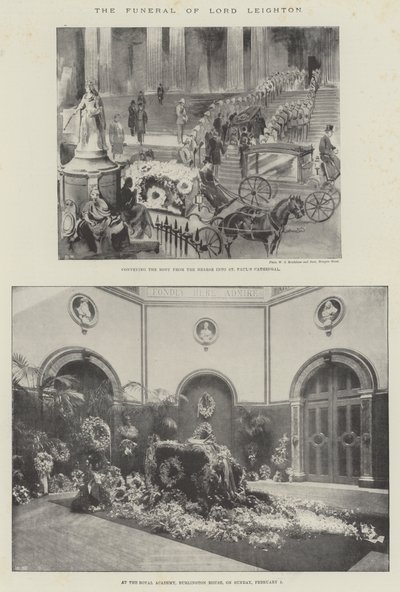 Begravelsen til Lord Leighton (litho) av English School