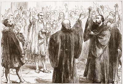 Genevanerne sverger at de gir avkall på romanismen, illustrasjon fra The History of Protestantism av James Aitken Wylie (1808-1890), pub. 1878 av English School