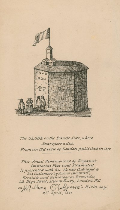 The Globe, Bankside, London, basert på et gammelt syn på London publisert i 1579 av English School