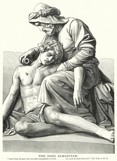 Den barmhjertige samaritan (gravering) av English School