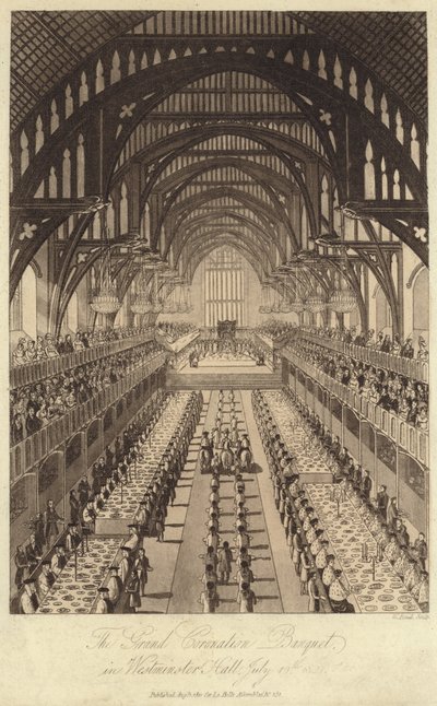 The Grand Coronation Bankett i Westminster Hall av English School