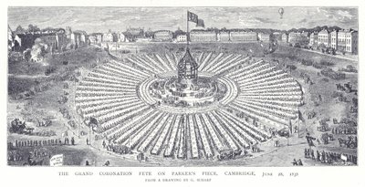 Den store kroningsfesten på Parkers Piece, Cambridge, 28. juni 1838 av English School