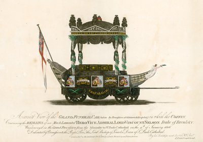 Den store begravelsesbilen til viseadmiral Lord Viscount Nelson av English School