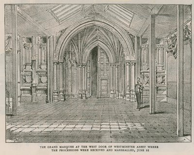 The Grand Marquee ved vestdøren til Westminster Abbey av English School