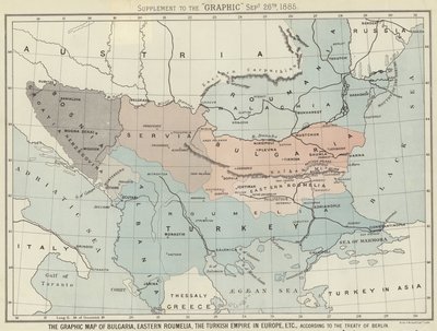 Det grafiske kartet over Bulgaria, Øst-Roumelia, det tyrkiske riket i Europa av English School