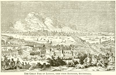 The Great Fire of London, sett fra Bankside, Southwark av English School