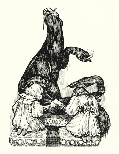 Det store seglet velsigner prinsessene (litho) av English School