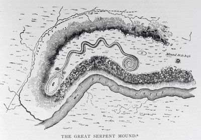 The Great Serpent Mound, nær Locust Grove, Ohio, 2. århundre f.Kr., fra 