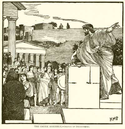 Den greske forsamlingen.--Oration of Demosthenes av English School