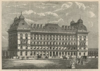 Grosvenor Hotel, under oppføring på stedet for det gamle Grosvenor-bassenget, Belgravia av English School