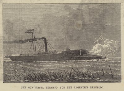 Gun-Vessel Bermejo for den argentinske republikken (gravering) av English School