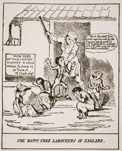 The Happy Free Laborers of England, fra et trykk utgitt i 1833, illustrasjon fra The Church of England: A History for the People av H.D.M. Spence-Jones, pub. ca. 1910 (sepia-bilde) av English School