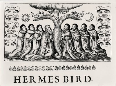 Hermes-fuglen, fra Theatrum Chemicum, 1652 av English School