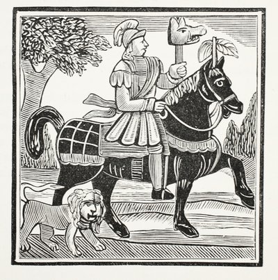 The History of Guy, Earl of Warwick, illustrasjon fra Chap-books of the Eighteenth Century av John Ashton, pub. 1882 av English School