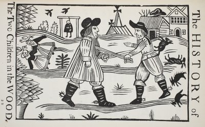The History of The Two Children in the Wood, illustrasjon fra Chap-books of the Eighteenth Century av John Ashton, pub. 1882 av English School