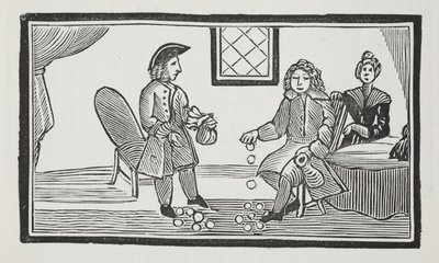 The History of the Blind Beggar of Bethnal Green, illustrasjon fra Chap-books of the Eighteenth Century av John Ashton, pub. 1882 av English School