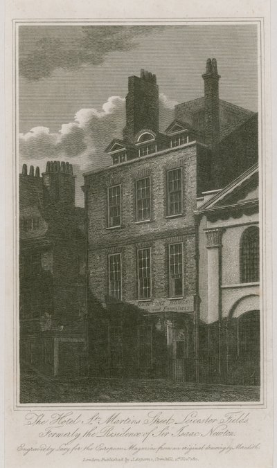 The Hotel, St Martins Street, Leicester Square, London; tidligere residensen til Sir Isaac Newton av English School