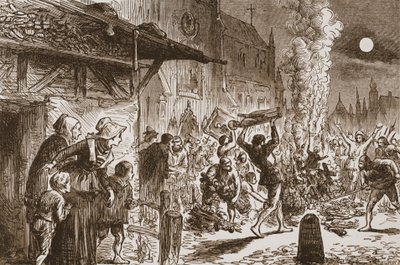 The Iconoclasts at Basel brennende bilder og idoler, illustrasjon fra The History of Protestantism av James Aitken Wylie (1808-1890), pub. 1878 av English School