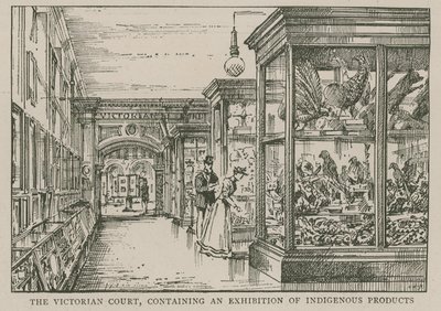 The Imperial Institute: The Victorian Court, som inneholder en utstilling av urfolksprodukter av English School