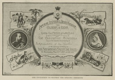 The Imperial Institute: Invitasjonen til å overvære åpningsseremonien av English School
