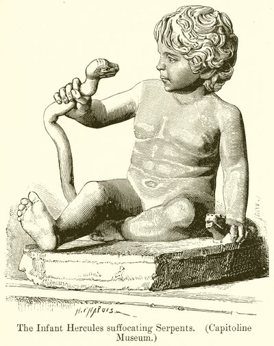 Spedbarnet Hercules kvelende slanger. (Capitoline Museum) av English School