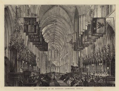 Interiøret i St Patrick's Cathedral, Dublin (gravering) av English School
