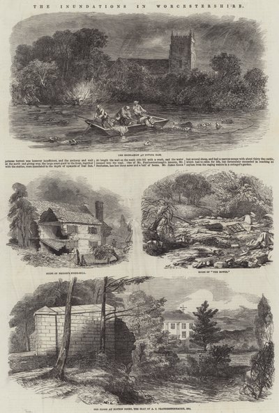 The Inundations in Worcestershire (gravering) av English School