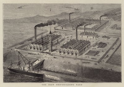 The Iron Ship-Building Yard (gravering) av English School