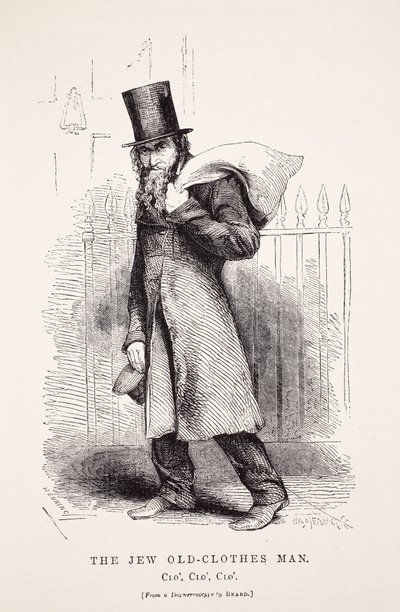 The Jew Old-Clothes Man, etter en daguerreotypi av Richard Beard, illustrasjon fra London Labor og London Poor av Henry Mayhew, pub. 1862 av English School
