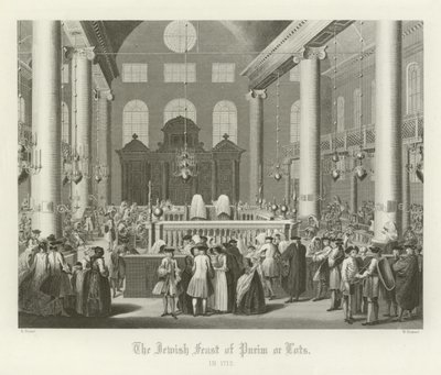 Den jødiske festen Purim, eller lodd, 1712 av English School