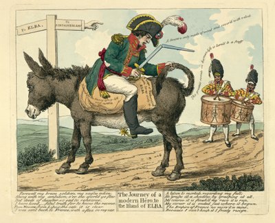 Reisen til en moderne helt til øya Elba, pub. London, 1814 av English School