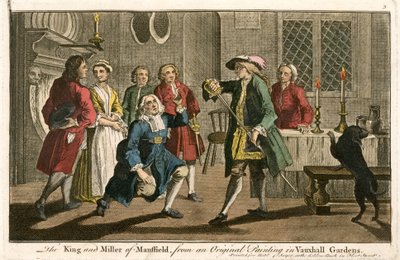 Kongen og mølleren av Mansfield, fra et originalt maleri i Vauxhall Gardens av English School