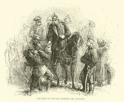 Kongen av Preussen på besøk til soldatene sine, august 1870 av English School