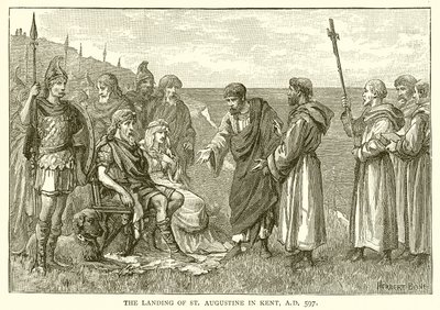 The Landing of St. Augustine in Kent, AD 597 av English School