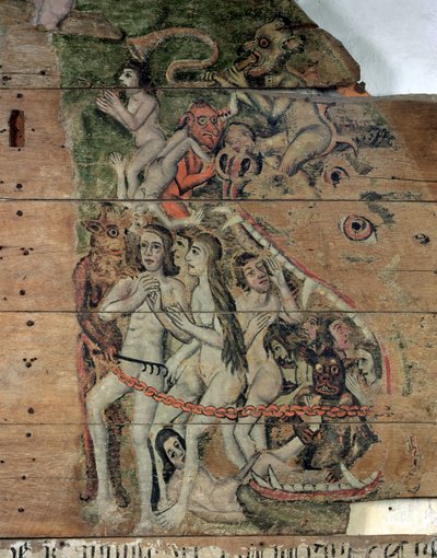 The Last Trump, fra Wenhaston Doom, ca. 1500-20 (malt tre) av English School
