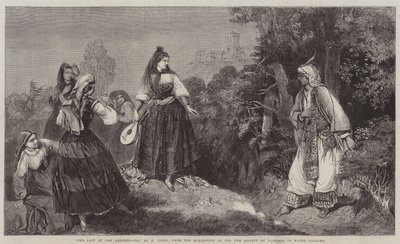 "The Last of the Abencerages," fra utstillingen til New Society of Painters in Water Colors (gravering) av English School