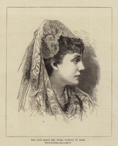 The Late Maria del Pilar, Infanta of Spain (gravering) av English School
