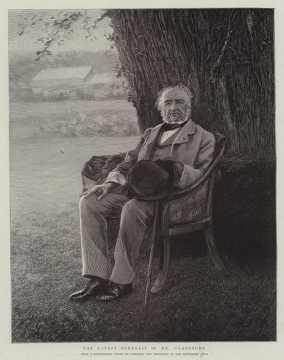 De siste portrettene av Mr Gladstone (gravering) av English School