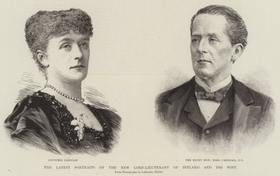 De siste portrettene av den nye lord-løytnanten av Irland og hans kone (gravering) av English School