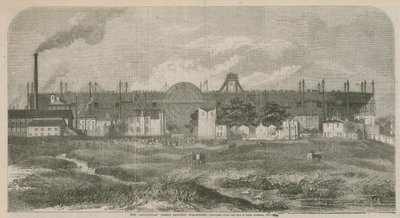 Dampskipet Leviathan (Great Eastern), skissert fra Isle of Dogs, oktober 1857 av English School