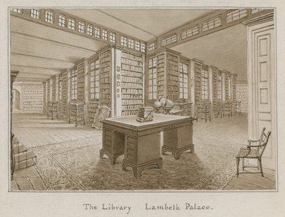 The Library, Lambeth Palace, London (wc på papir) av English School