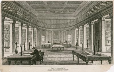 The Library of the London Institution, Finsbury Circus, London av English School