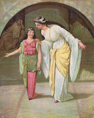 The Little Captive Maid (farge litho) av English School