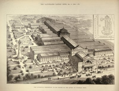 Liverpool-utstillingen, som skal åpnes av dronningen, fra The Illustrated London News, 5. august 1886 av English School